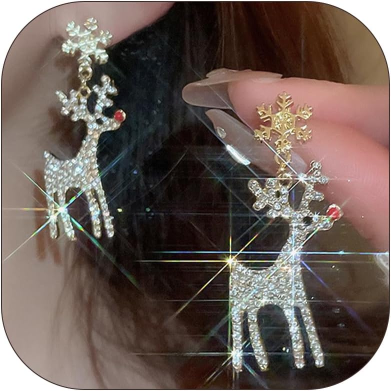 Charming Christmas Earrings Set for Women - Delightful Stocking Stuffers with Festive Bow, Bell, Tree, and Snowflake Dangles for Your Holiday Jewelry Collection!