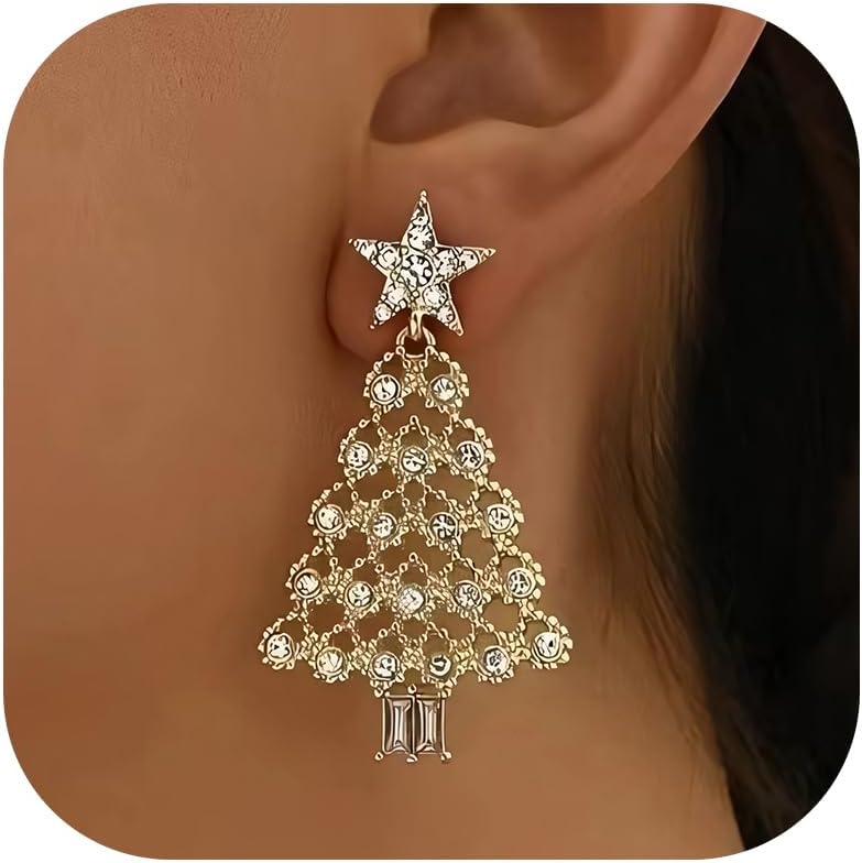 Charming Christmas Earrings Set for Women - Delightful Stocking Stuffers with Festive Bow, Bell, Tree, and Snowflake Dangles for Your Holiday Jewelry Collection!