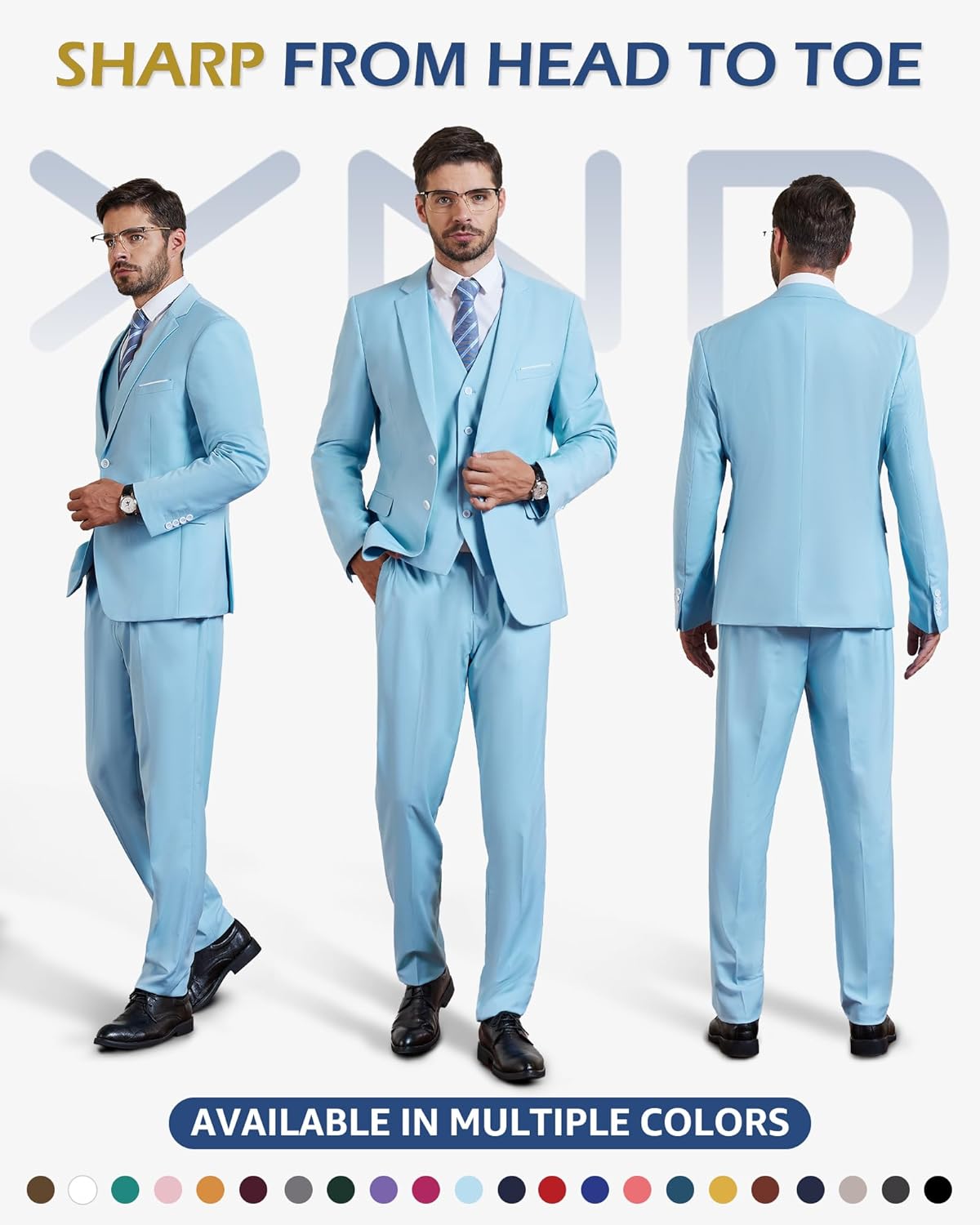 Men'S 3 Piece Suit Set with Tie, 2 Button Slim Fit Solid Blazer Jacket Vest Pants, Business Wedding Party Suits for Men