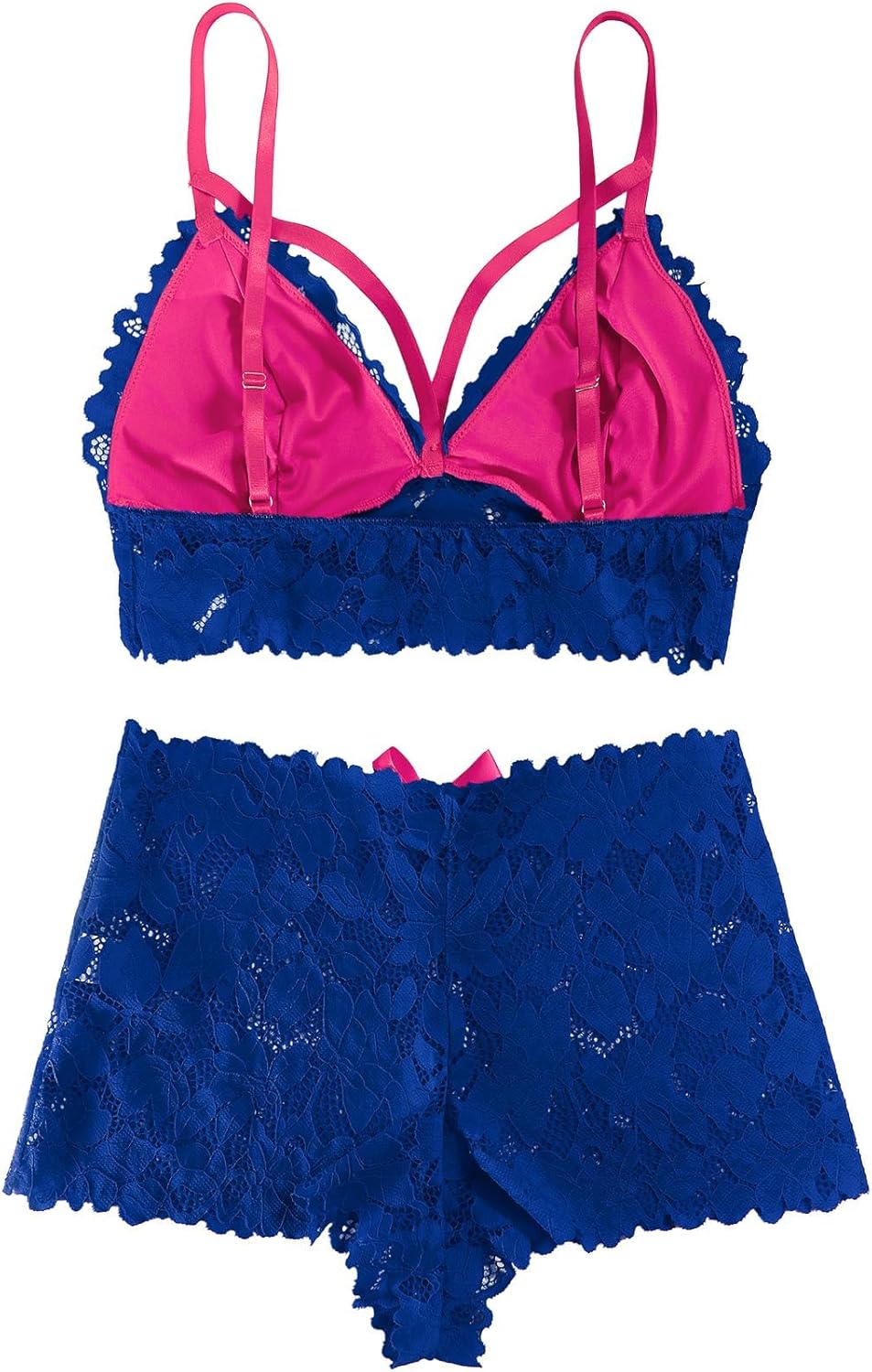 Sexy Strappy High Waist Floral Lace Pajamas Lingerie Set Outfits