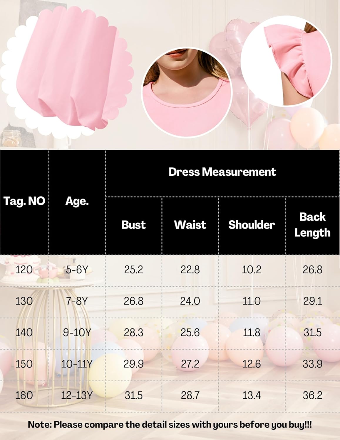 Tween Girls Summer Bubble Dress Ruffle Sleeve Casual Party Midi Dresses