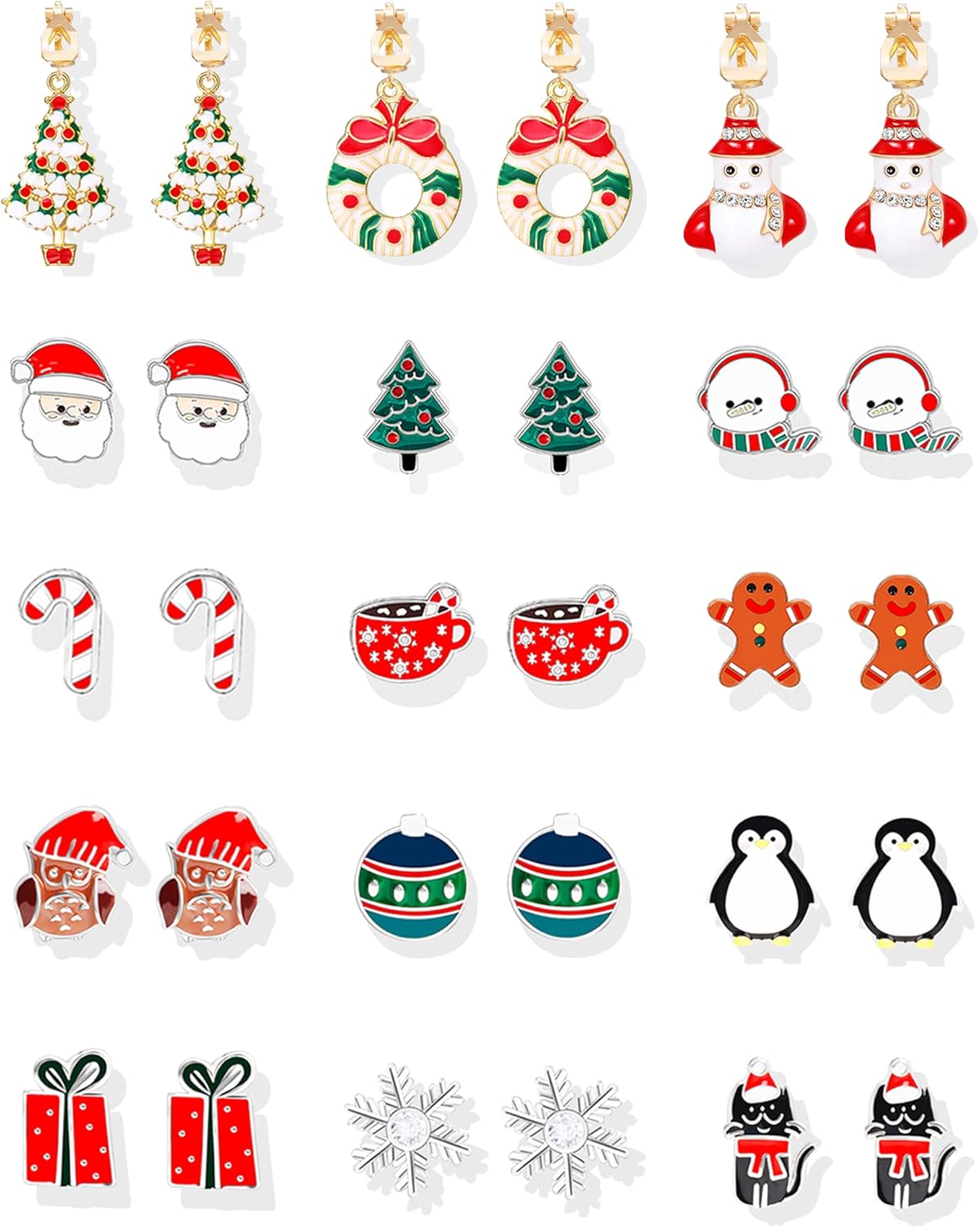 Charming Christmas Earrings Set for Women - Delightful Stocking Stuffers with Festive Bow, Bell, Tree, and Snowflake Dangles for Your Holiday Jewelry Collection!