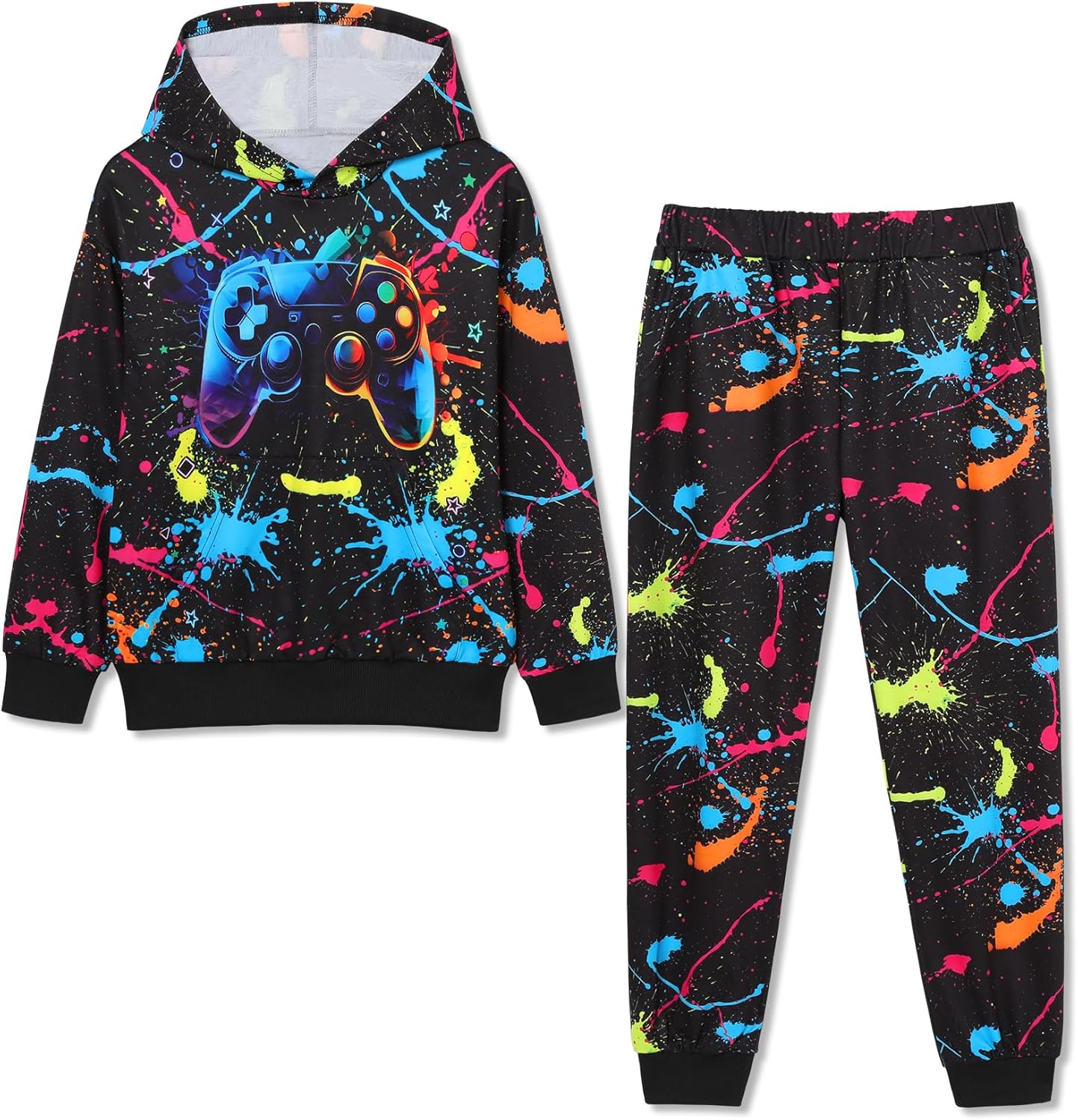 Boy 2 Pcs Clothes Cool 3D Printing Long Sleeve Hoodie & Sweatpants Outfit for 5-12 Years