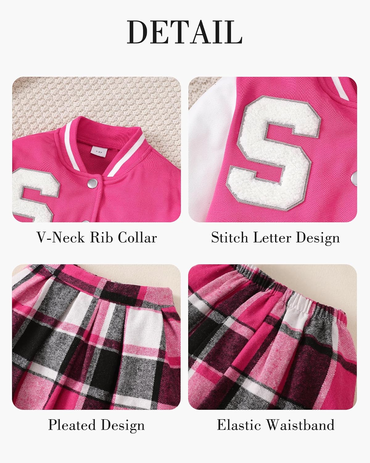 Girls 2 Piece Outfits Skirt Set Button up Jacket Sweatshirt and Pleated Mini Skirts Fall Winter Clothes Size 7-14Y
