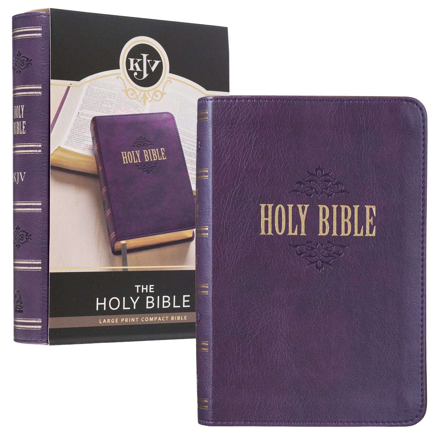 KJV Holy Bible, Compact Large Print Faux Leather Red Letter Edition - Ribbon Marker, King James Version, Medium Brown