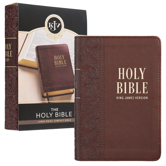 KJV Holy Bible, Compact Large Print Faux Leather Red Letter Edition - Ribbon Marker, King James Version, Medium Brown