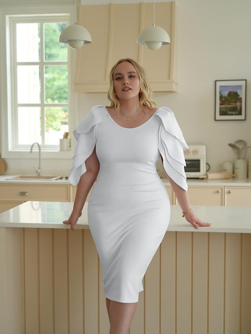 Chic Off-the-Shoulder Ruffle Midi Cocktail Dress for Effortless Elegance
