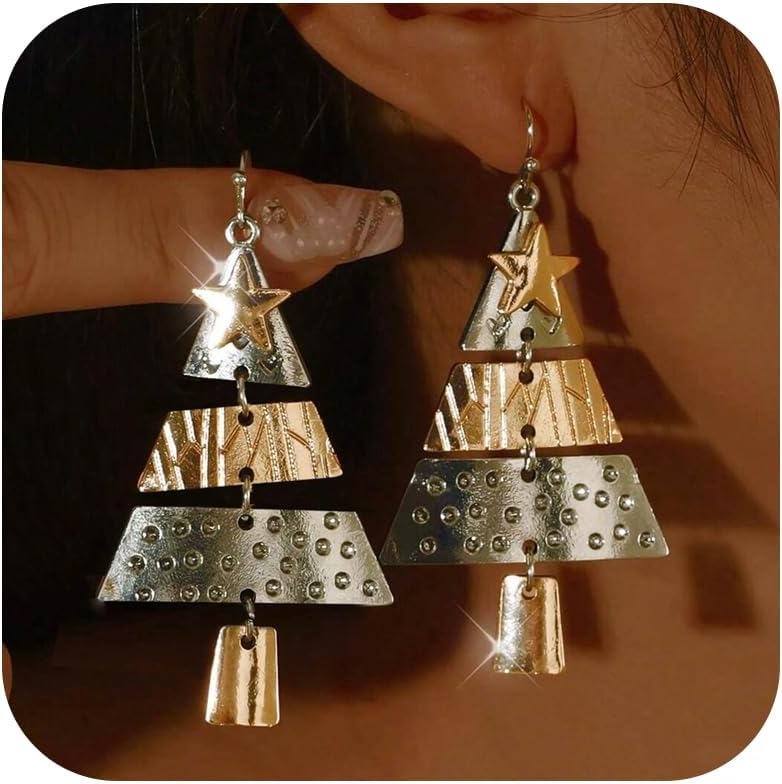 Charming Christmas Earrings Set for Women - Delightful Stocking Stuffers with Festive Bow, Bell, Tree, and Snowflake Dangles for Your Holiday Jewelry Collection!