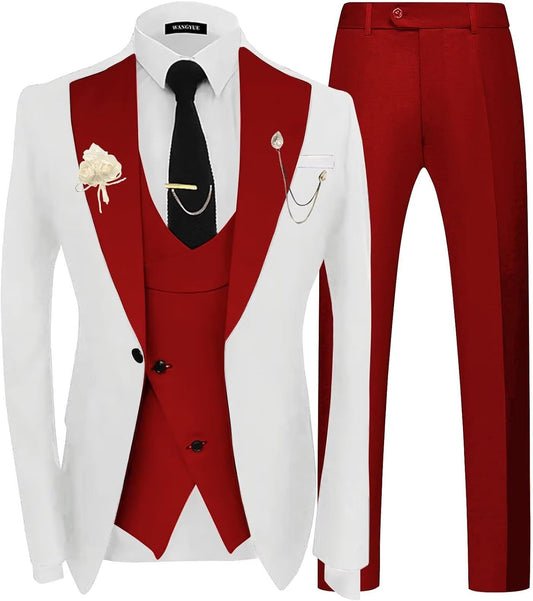 3 Piece Mens Tuxedo Suit Slim Fit Tuxedo for Men Double Breasted Wedding Prom Suits Blazer Vest Pants Sets 2025