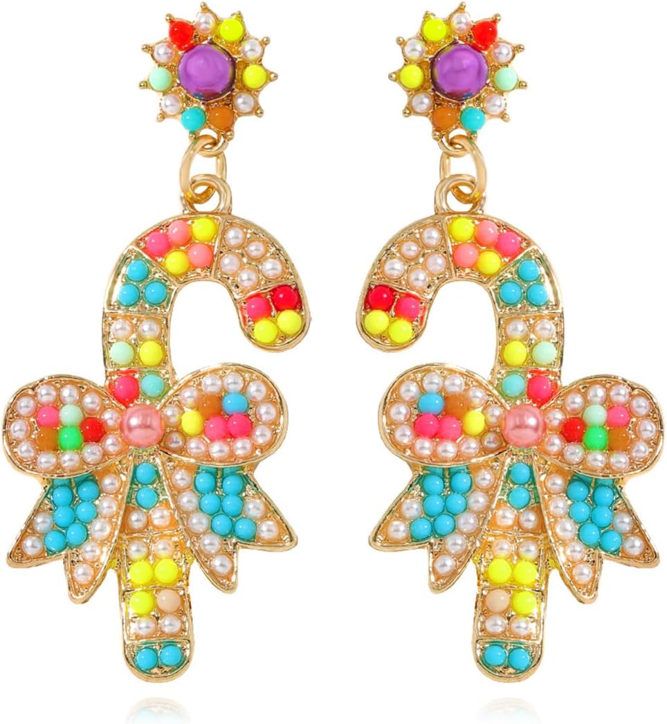 Charming Christmas Earrings Set for Women - Delightful Stocking Stuffers with Festive Bow, Bell, Tree, and Snowflake Dangles for Your Holiday Jewelry Collection!