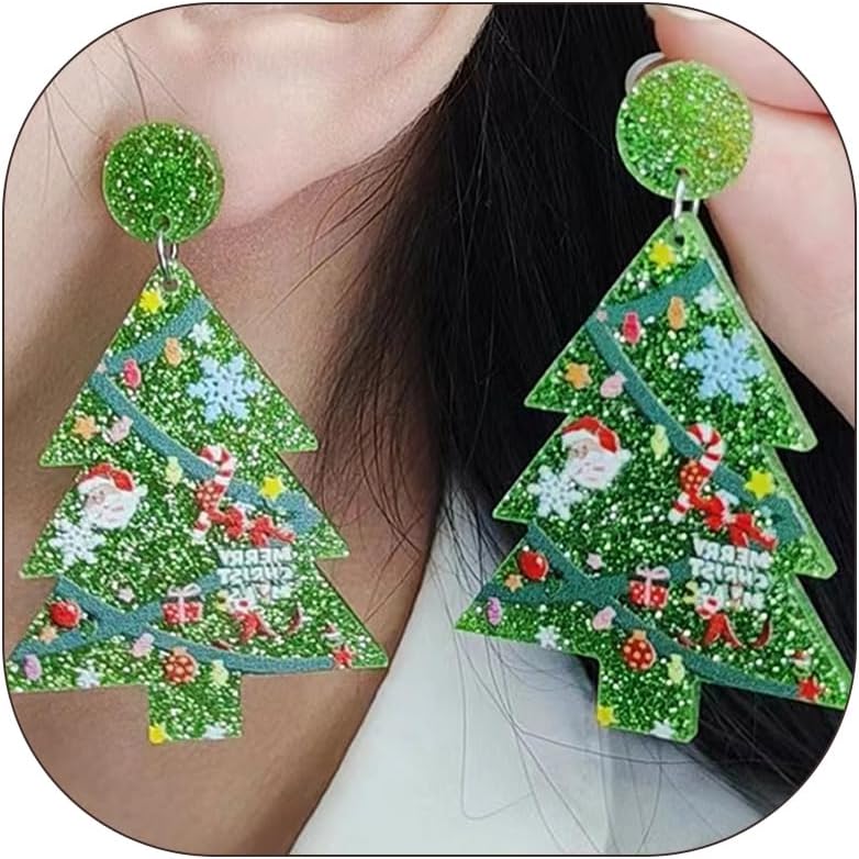 Charming Christmas Earrings Set for Women - Delightful Stocking Stuffers with Festive Bow, Bell, Tree, and Snowflake Dangles for Your Holiday Jewelry Collection!