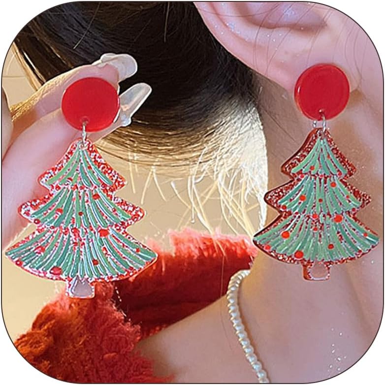 Charming Christmas Earrings Set for Women - Delightful Stocking Stuffers with Festive Bow, Bell, Tree, and Snowflake Dangles for Your Holiday Jewelry Collection!