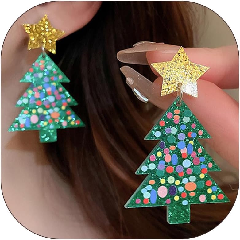 Charming Christmas Earrings Set for Women - Delightful Stocking Stuffers with Festive Bow, Bell, Tree, and Snowflake Dangles for Your Holiday Jewelry Collection!