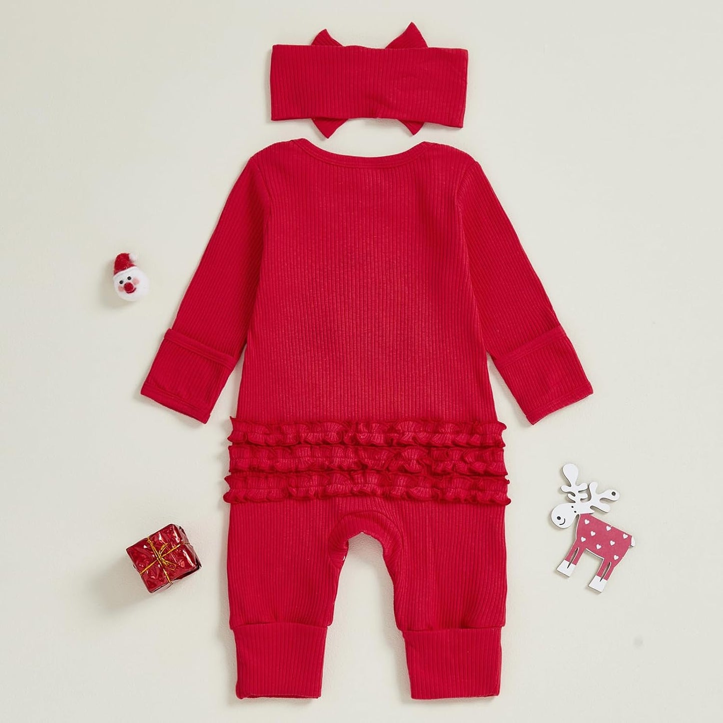 My First Christmas Baby Girl Outfit Cute Santa Romper Long Sleeve Onesie Jumpsuit Infant Newborn Outfits Clothes