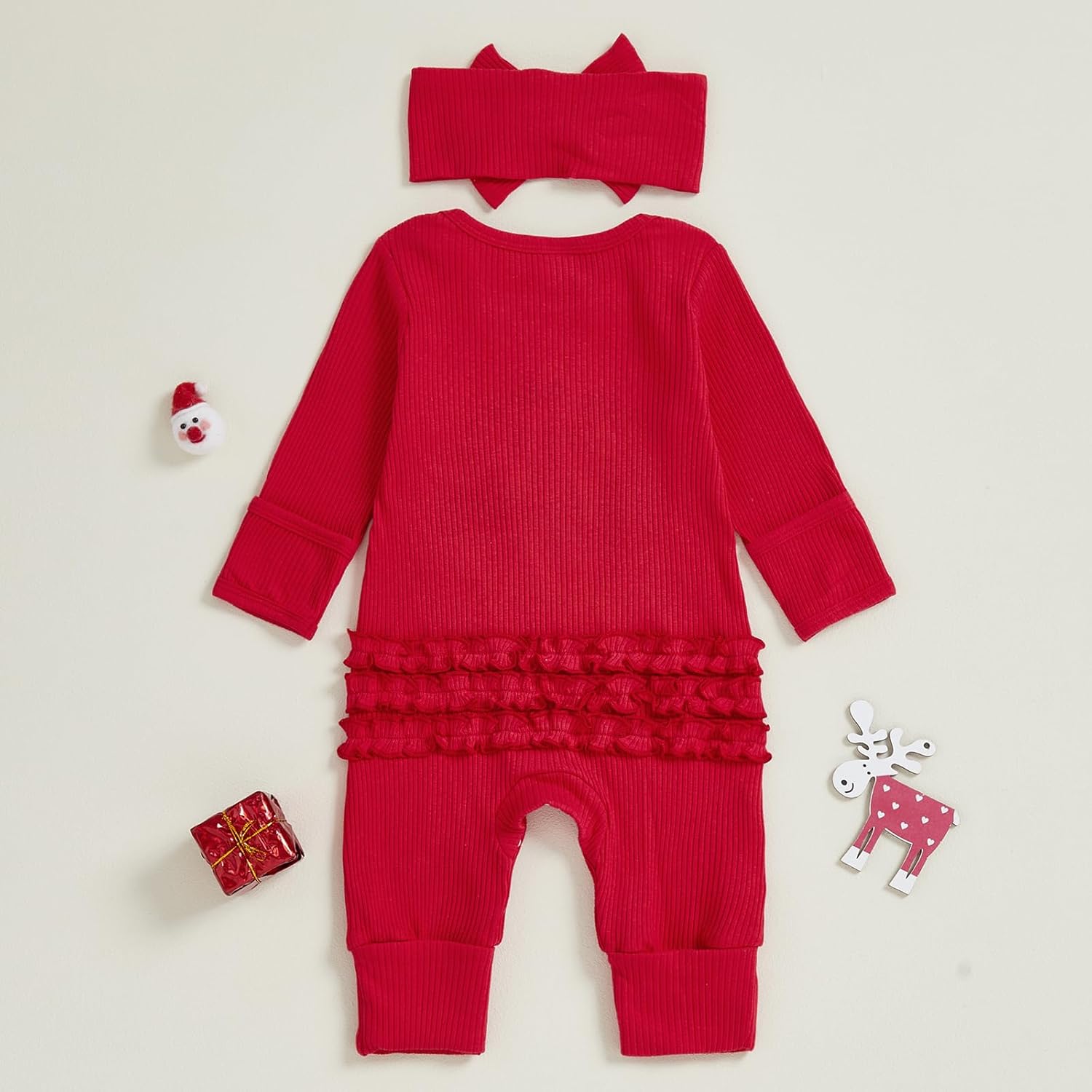 My First Christmas Baby Girl Outfit Cute Santa Romper Long Sleeve Onesie Jumpsuit Infant Newborn Outfits Clothes