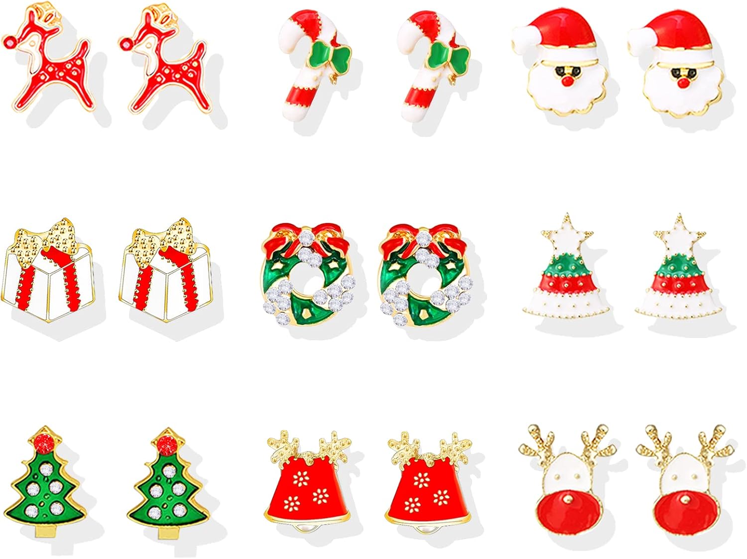 Charming Christmas Earrings Set for Women - Delightful Stocking Stuffers with Festive Bow, Bell, Tree, and Snowflake Dangles for Your Holiday Jewelry Collection!