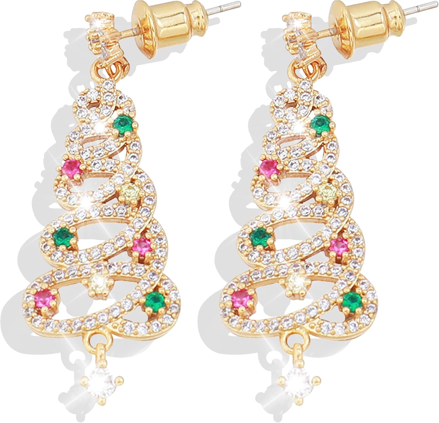 Charming Christmas Earrings Set for Women - Delightful Stocking Stuffers with Festive Bow, Bell, Tree, and Snowflake Dangles for Your Holiday Jewelry Collection!