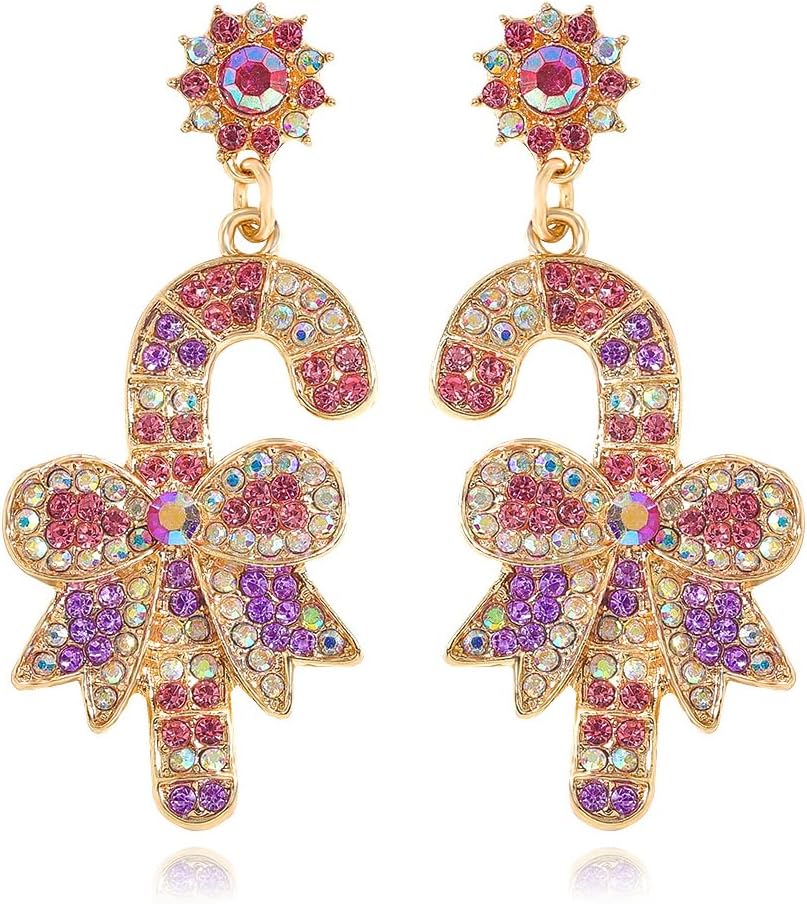 Charming Christmas Earrings Set for Women - Delightful Stocking Stuffers with Festive Bow, Bell, Tree, and Snowflake Dangles for Your Holiday Jewelry Collection!