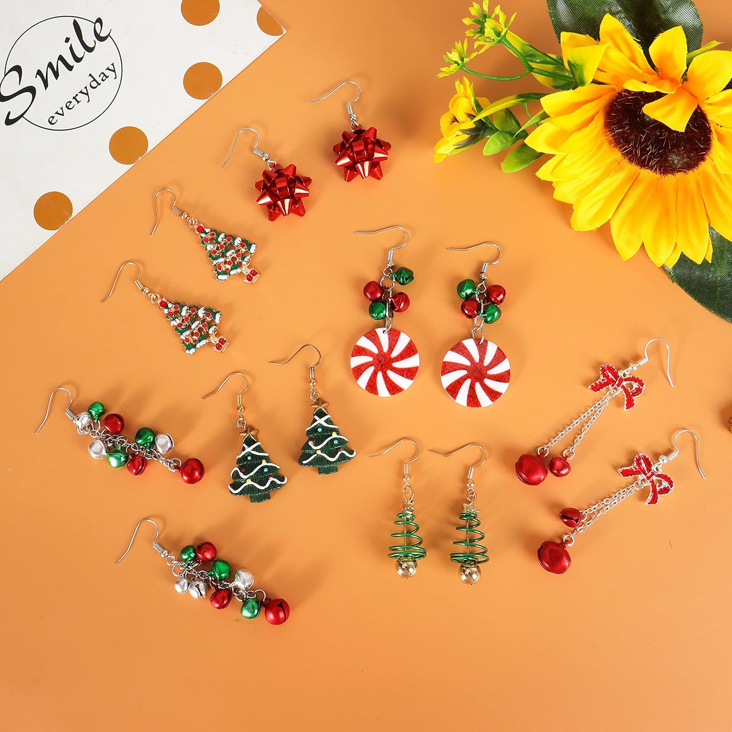 Charming Christmas Earrings Set for Women - Delightful Stocking Stuffers with Festive Bow, Bell, Tree, and Snowflake Dangles for Your Holiday Jewelry Collection!