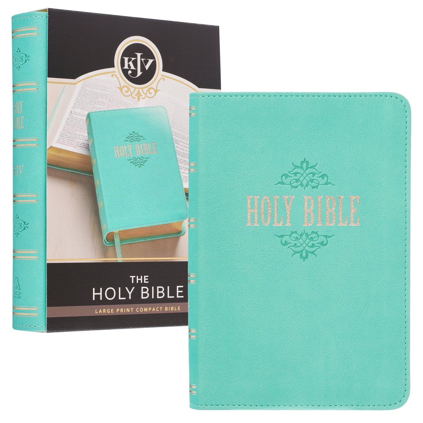 KJV Holy Bible, Compact Large Print Faux Leather Red Letter Edition - Ribbon Marker, King James Version, Medium Brown